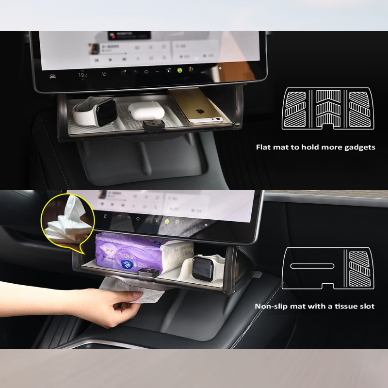 Under-Screen Storage Box for Tesla Model 3 (’17–’24), Model 3 Highland(24+), Model Y (’20–’24), Model Y Juniper (25+)