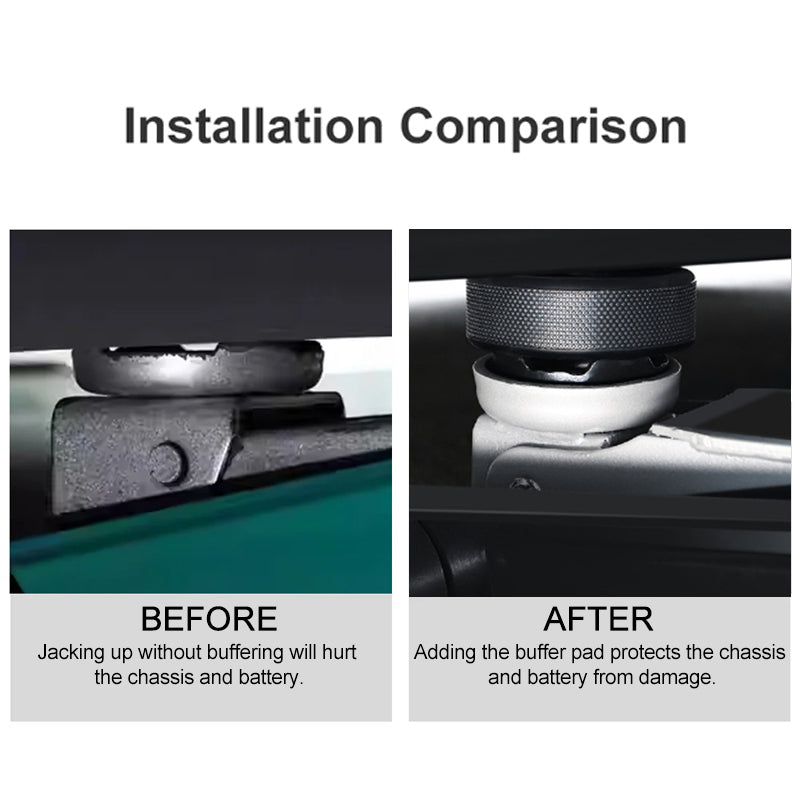 Tesla rubber jack pad installed underbody