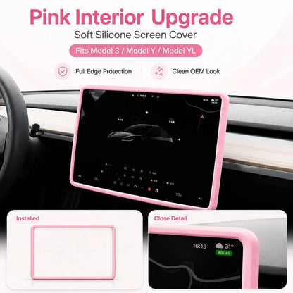 Pink silicone screen cover installed