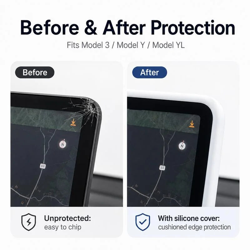 Before and after: chipped bare screen corner vs cushioned silicone edge