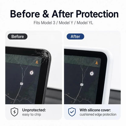 Before and after: chipped bare screen corner vs cushioned silicone edge