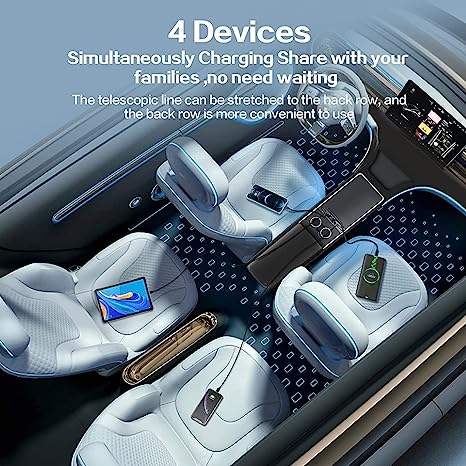 Front and back seat passengers charging devices from the hub
