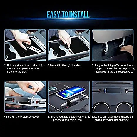Six step installation guide: position, connect, peel cover, and use