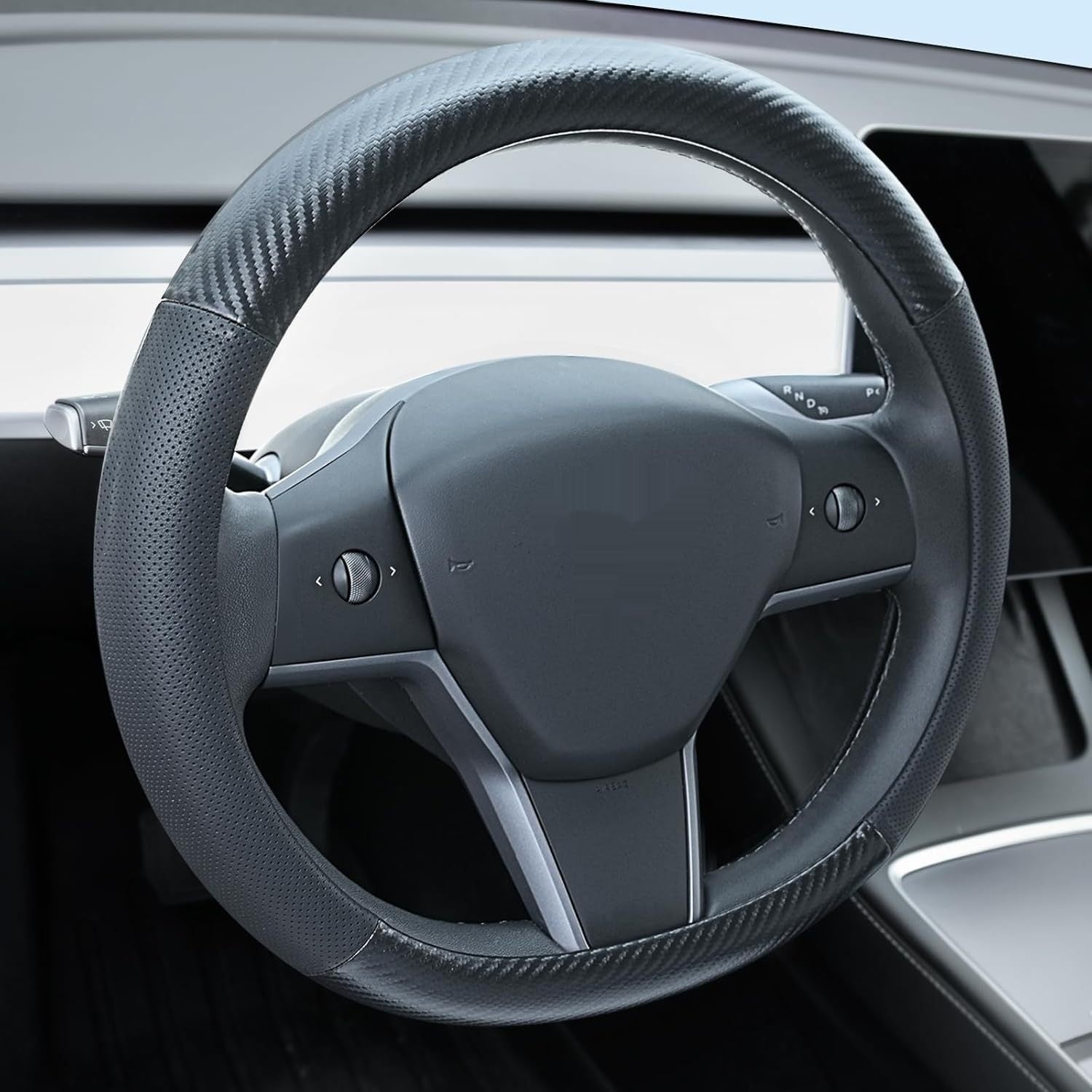 Carbon fiber steering wheel cover